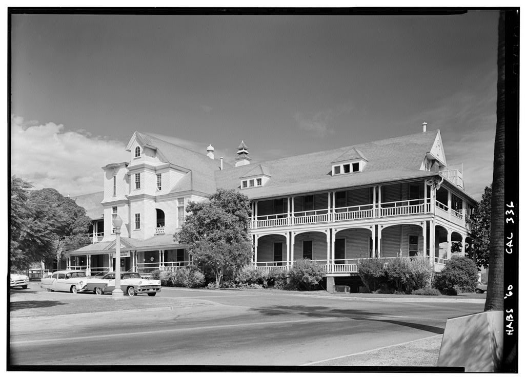 A large old building on the soldiers’ home grounds in West Los Angeles, seen from the southwest.