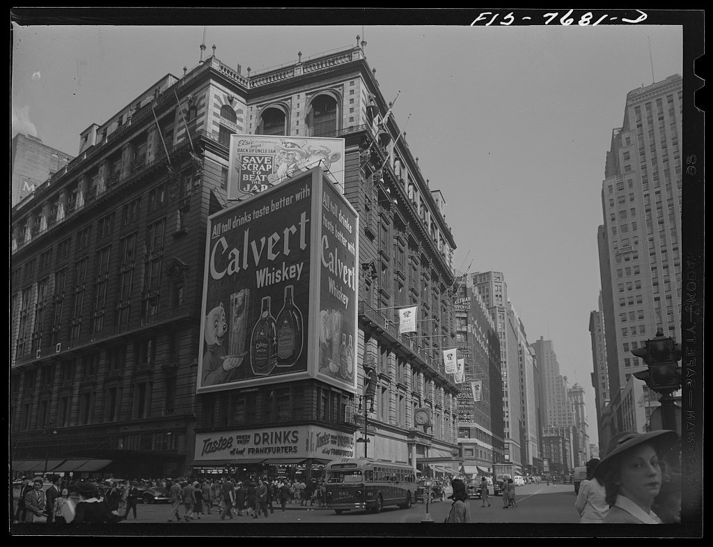 Macy’s department store at Herald Square in New York, photographed in September 1942.